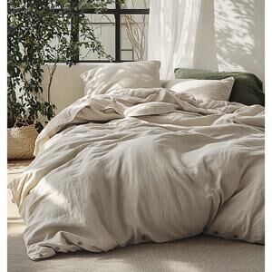 Bedsure Linen Cotton Duvet Cover Full Duvet Cover Set 2 Pillow Cases New